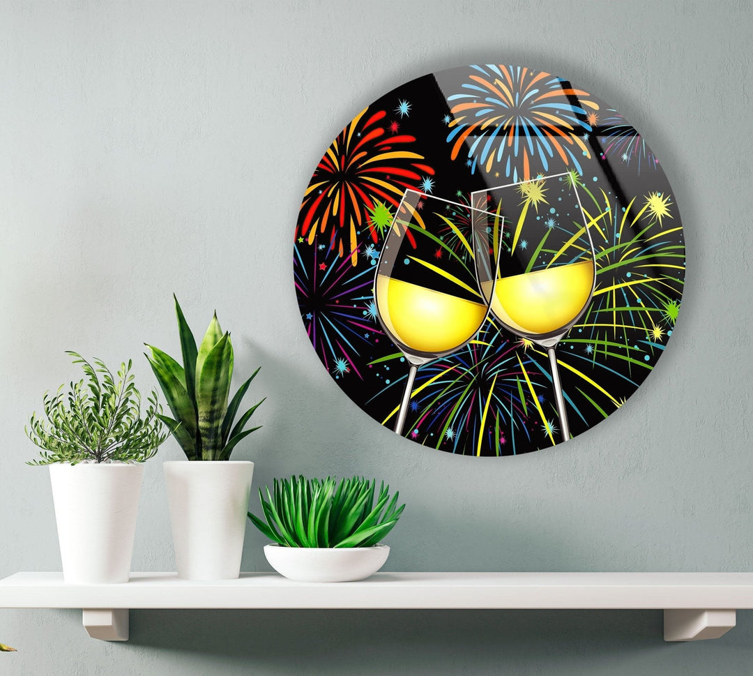 Abstract Round Cocktails Glass Wall Art print picture on glass, Tempered Glass Wall Art
