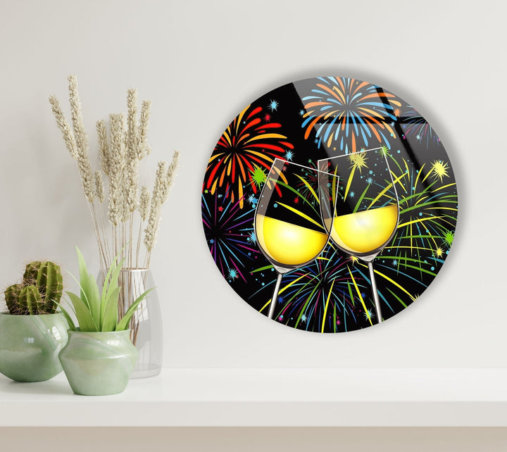 Abstract Round Cocktails Glass Wall Art custom glass photo prints, large glass prints
