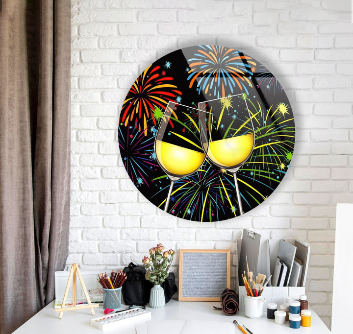 Abstract Round Cocktails Glass Wall Art glass wall decor, glass wall art decor
