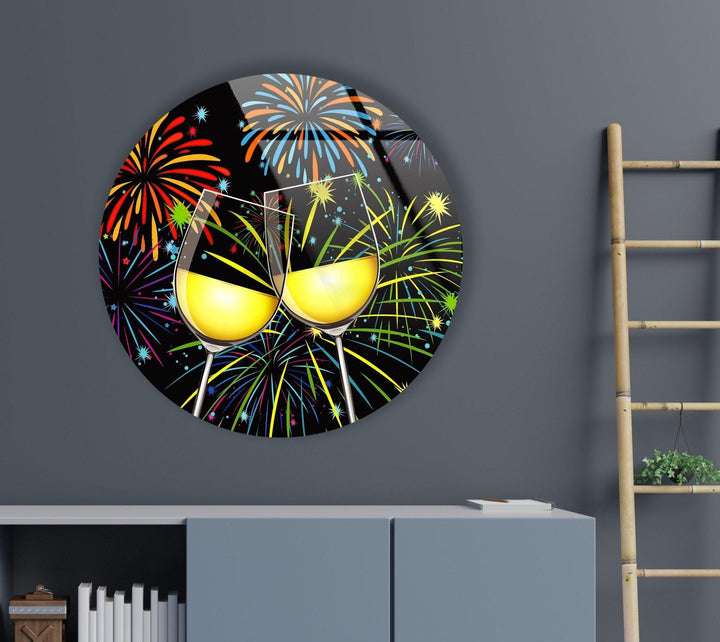 Abstract Round Cocktails Glass Wall Artstained glass wall art, stained glass wall decor
