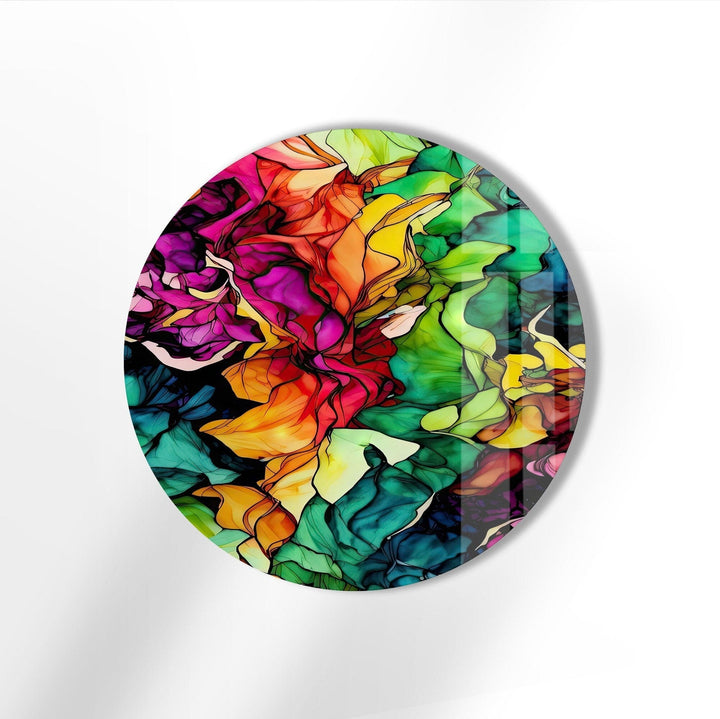 Abstract Round Colorful Oil Art Glass Wall Art Glass Printing Wall Art, Print photos on glass
