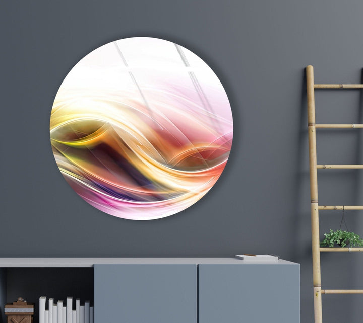 Abstract Round Elegant Light Color Glass Wall Art glass image printing, glass prints from photos
