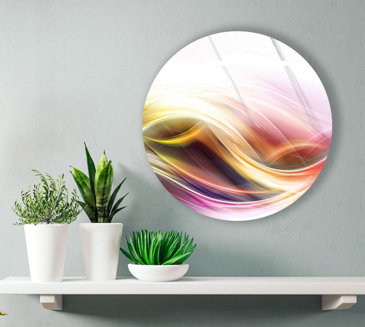 Abstract Round Elegant Light Color Glass Wall Art glass pictures for Wall, glass prints wall art
