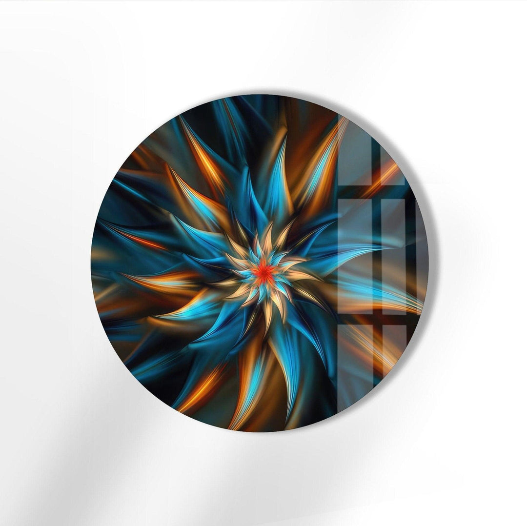 Abstract Round Fractal Blue Glass Wall Art glass image printing, glass prints from photos
