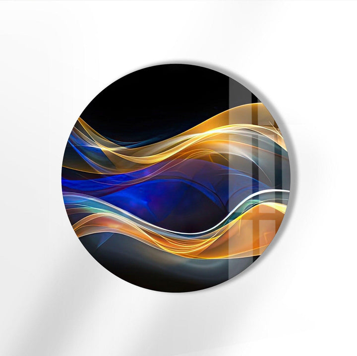 Abstract Round Gold Line Glass Wall Art glass photo prints, glass picture prints
