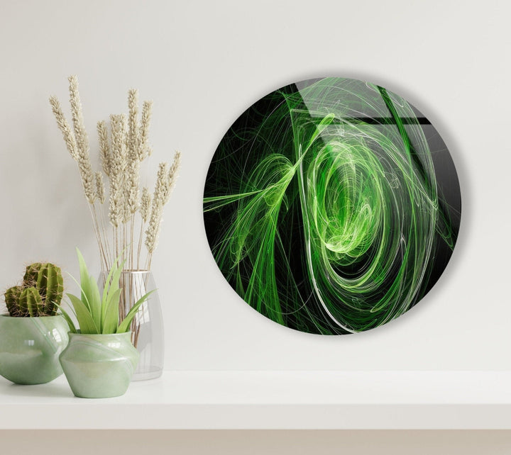 Abstract Round Green Glass Wall Art custom glass pictures, glass art prints
