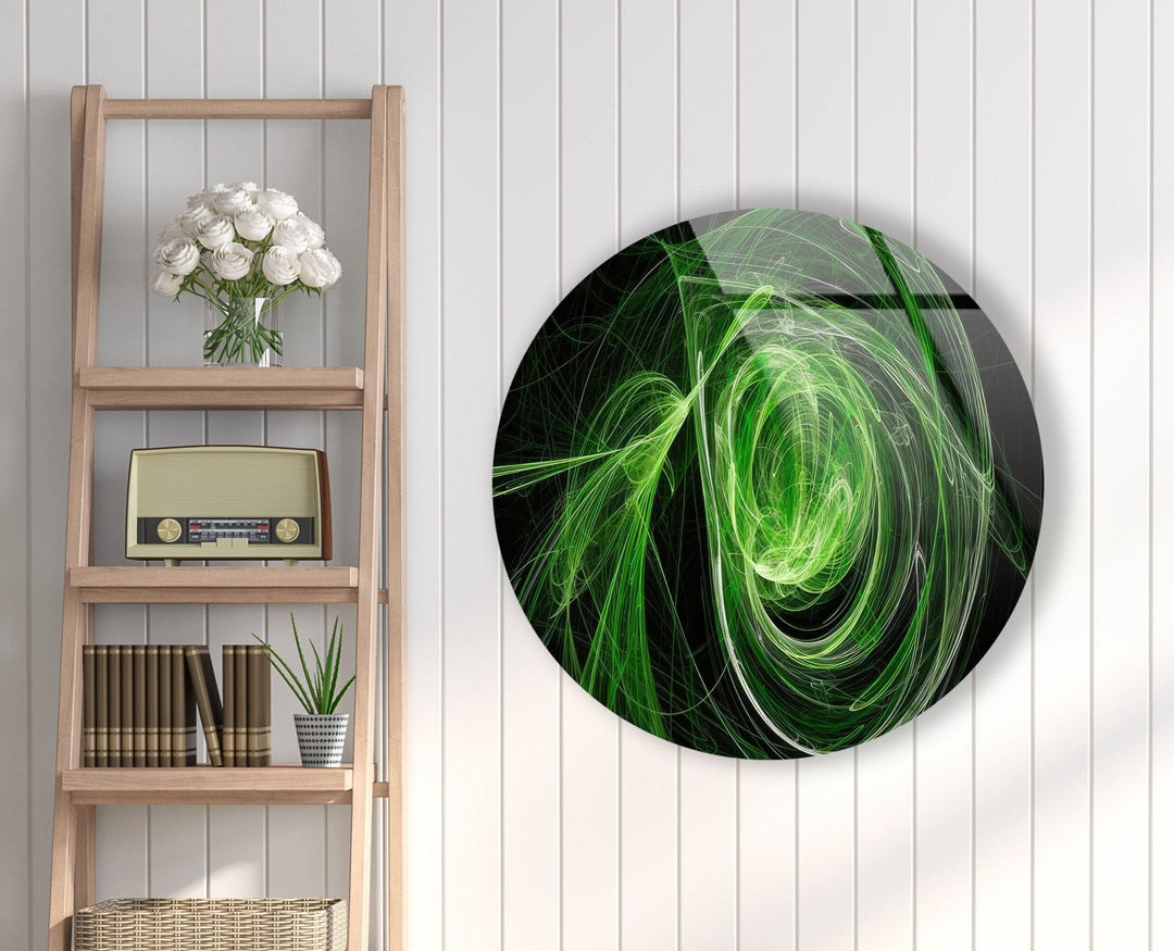 Abstract Round Green Glass Wall Art glass image printing, glass prints from photos
