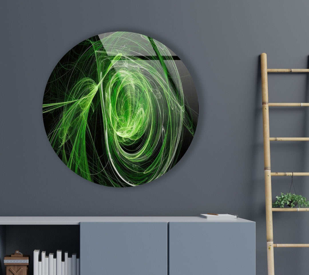 Abstract Round Green Glass Wall Art large glass photo prints, glass wall photos
