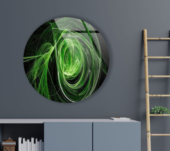 Abstract Round Green Glass Wall Art large glass photo prints, glass wall photos
