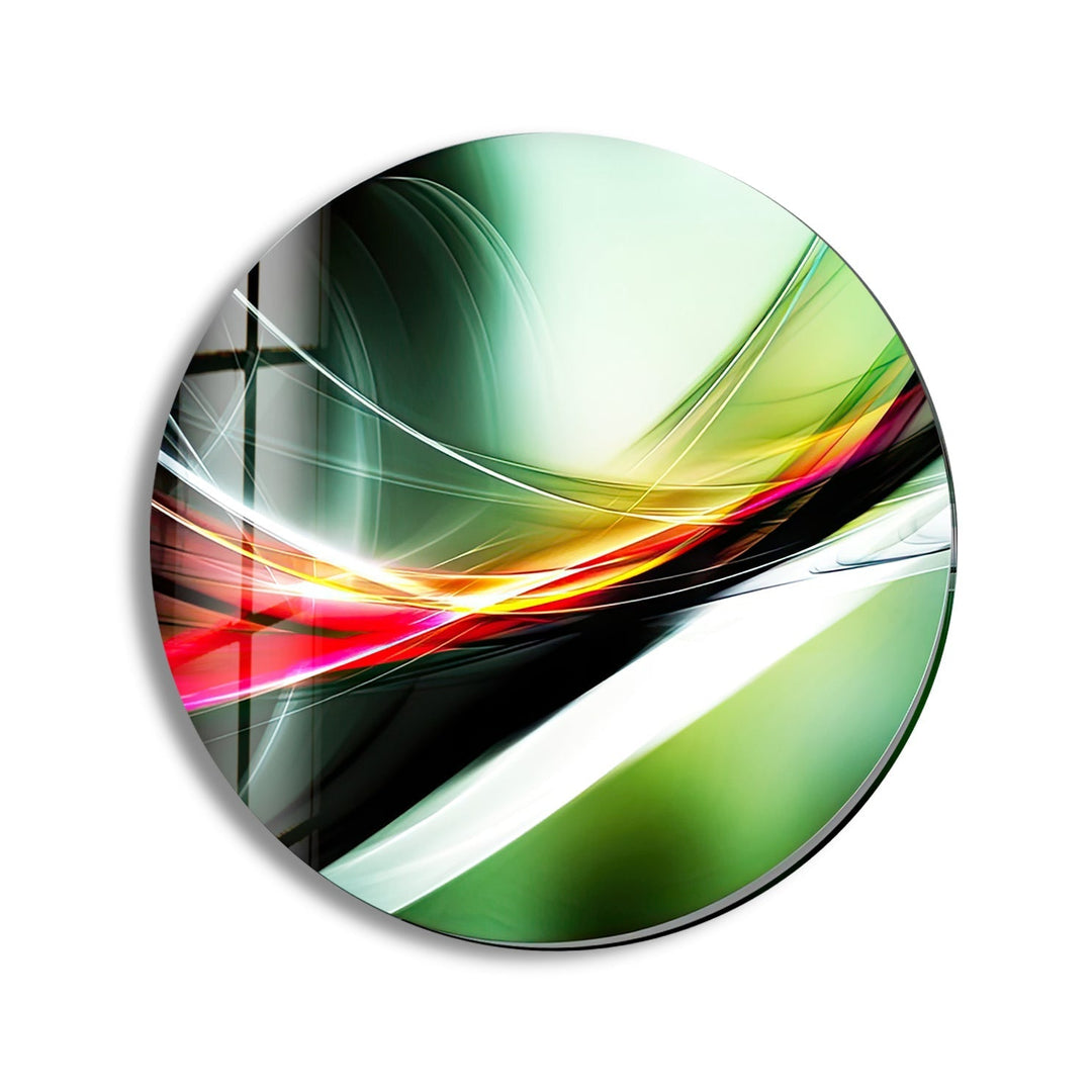 Abstract Round Green & Orange Glass Wall Art glass image printing, glass prints from photos
