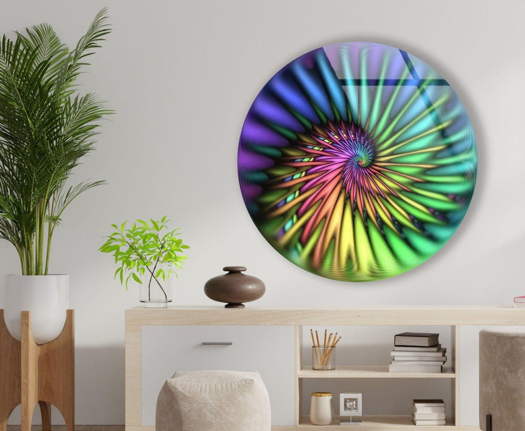 Abstract Round Green Spiral Glass Wall Art Abstract Round Green Spiral Glass Wall Art