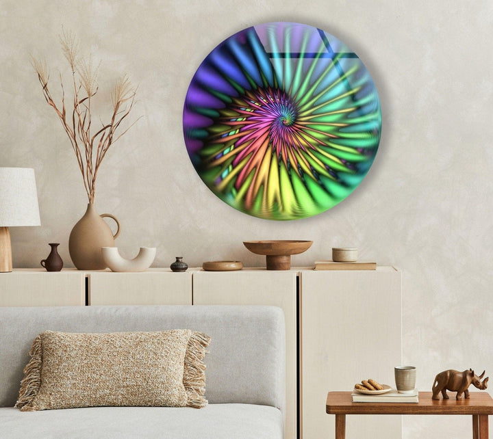 Abstract Round Green Spiral Glass Wall Art glass image printing, glass prints from photos
