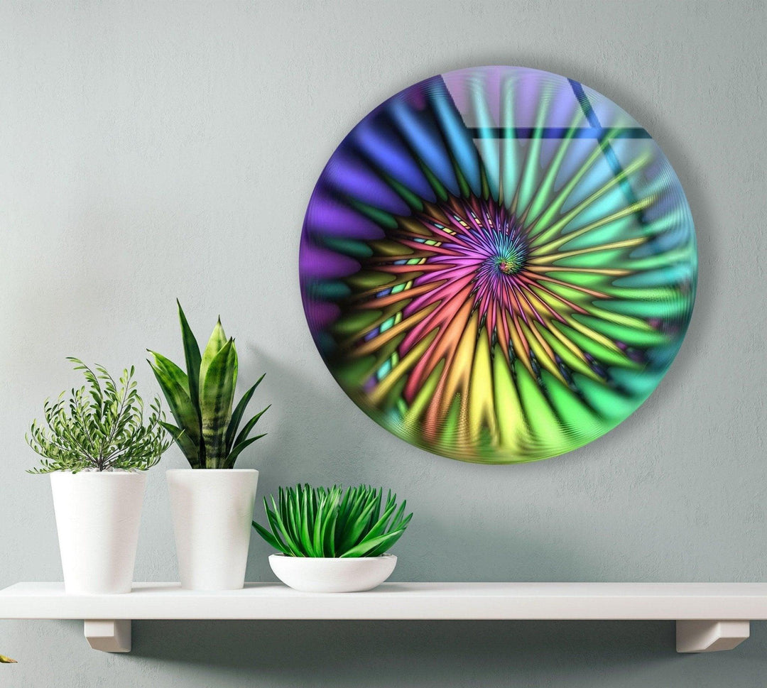 Abstract Round Green Spiral Glass Wall Art custom glass pictures, glass art prints
