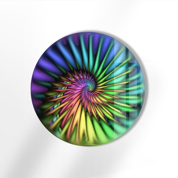 Abstract Round Green Spiral Glass Wall Art glass photo prints, glass picture prints
