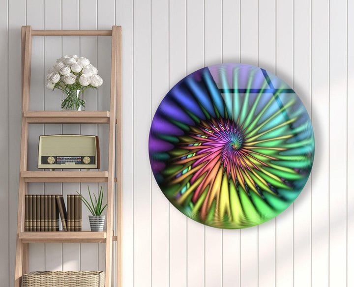 Abstract Round Green Spiral Glass Wall Art photo print on glass, prints on glass wall art
