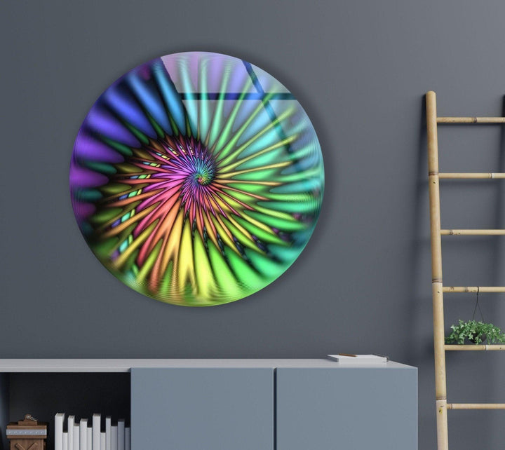 Abstract Round Green Spiral Glass Wall Art custom glass photo prints, large glass prints
