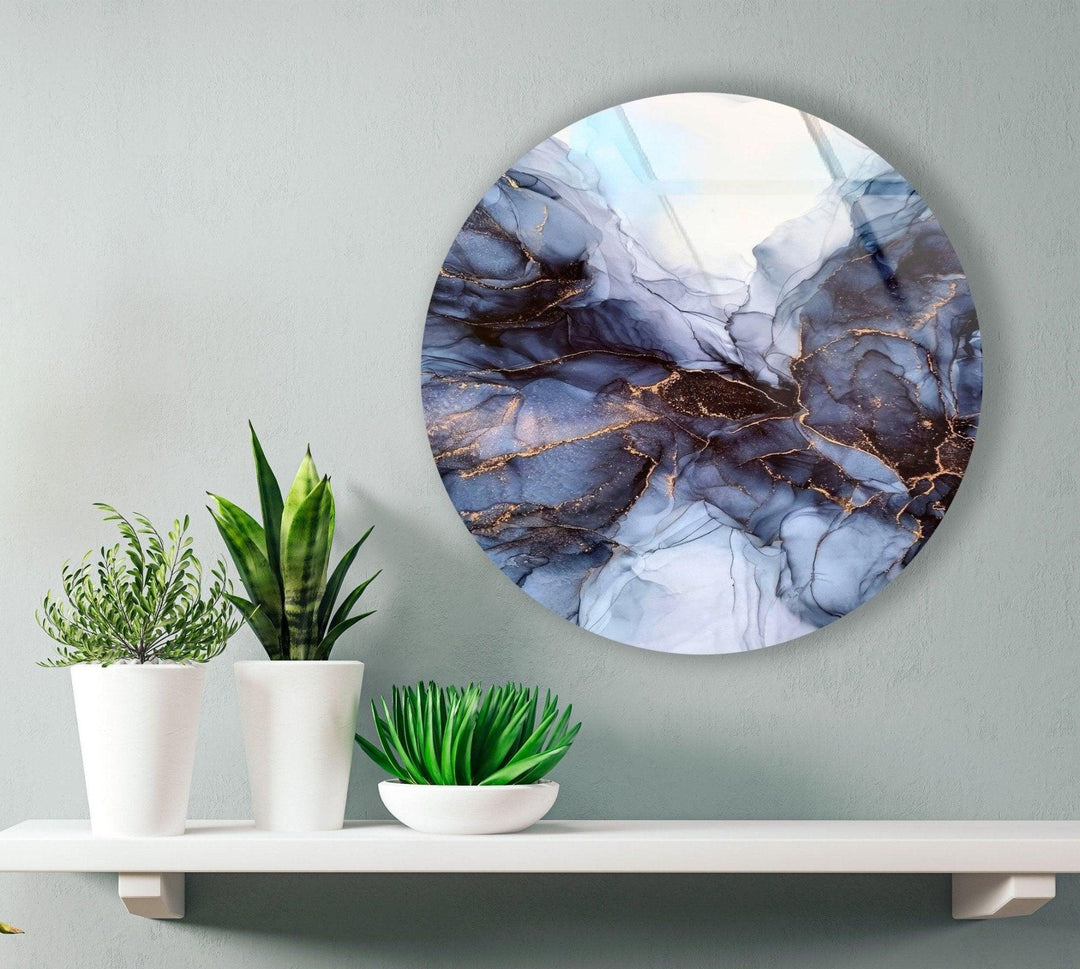 Abstract Round Grey Glass Wall Art stained glass wall art, stained glass wall decor
