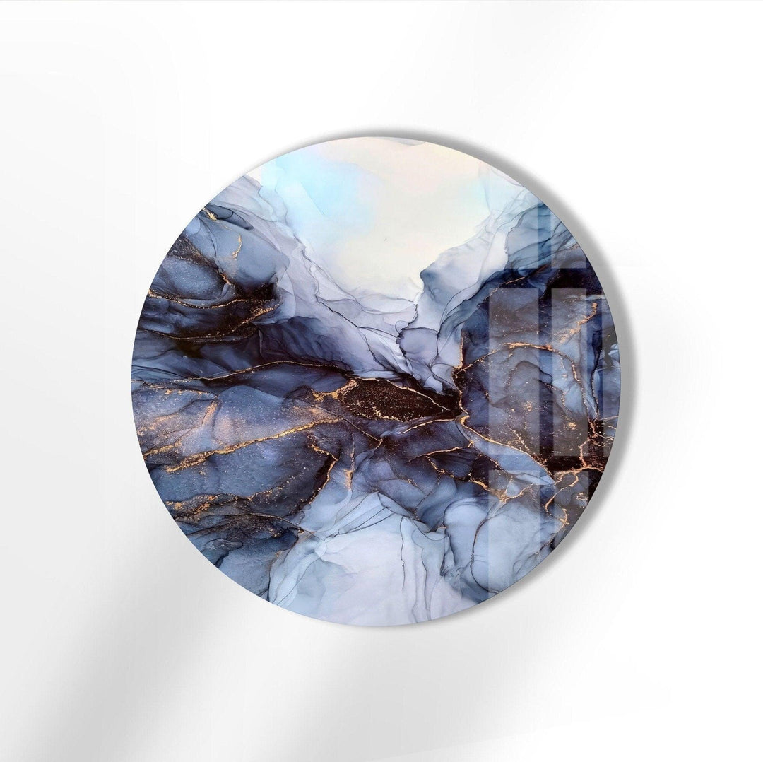 Abstract Round Grey Glass Wall Art glass art painting, glass art for the Wall
