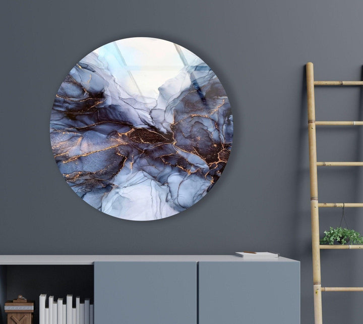 Abstract Round Grey Glass Wall Art custom glass pictures, glass art prints
