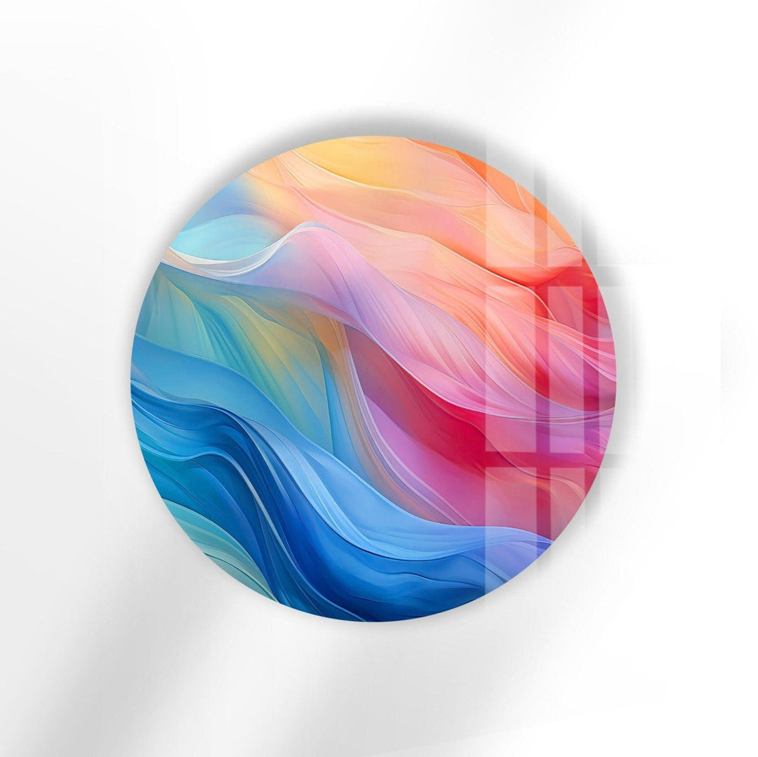 Abstract Round Pink & Blue Glass Wall Art photo print on glass, prints on glass wall art
