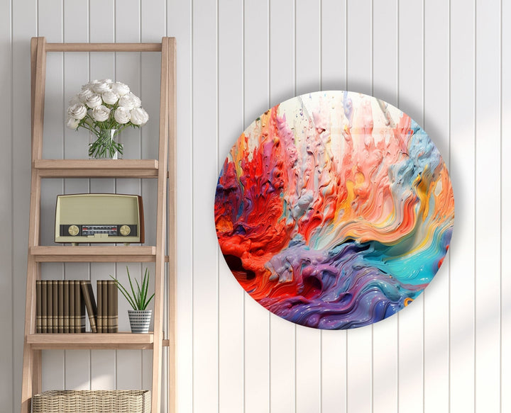 Abstract Round Pink Oil Art Glass Wall Art custom glass photo prints, large glass prints
