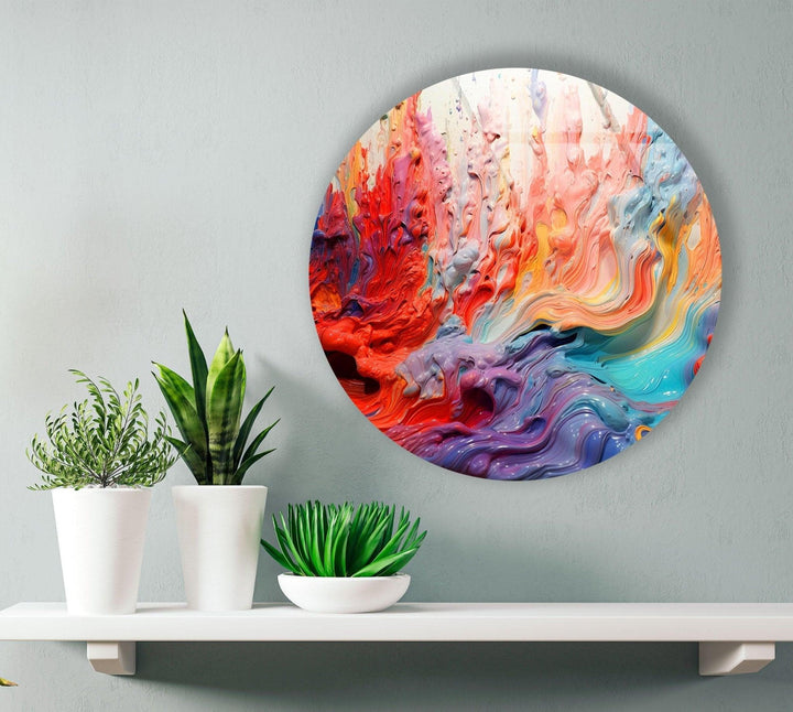 Abstract Round Pink Oil Art Glass Wall Art photo print on glass, prints on glass wall art
