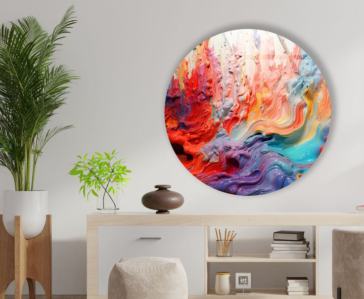 Abstract Round Pink Oil Art Glass Wall Art print on glass, glass printed photos
