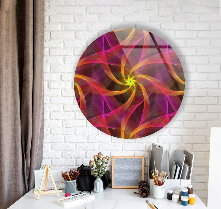 Abstract Round Pink & Orange Glass Wall Art Glass Printing Wall Art, Print photos on glass
