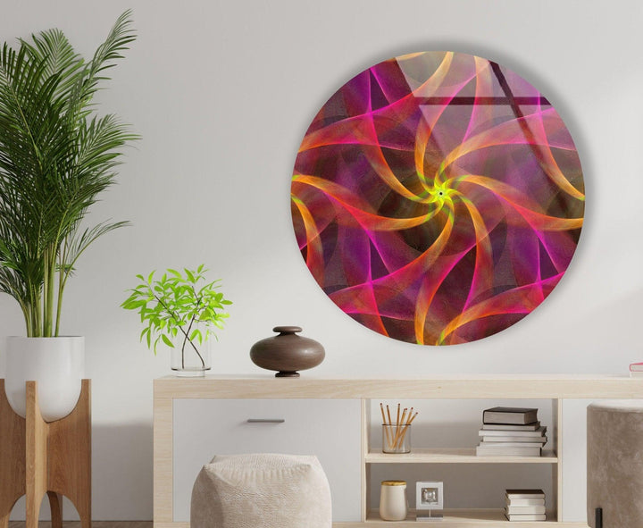 Abstract Round Pink & Orange Glass Wall Art stained glass wall art, stained glass wall decor
