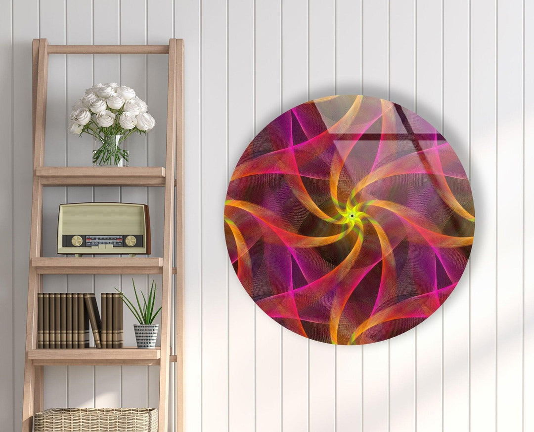 Abstract Round Pink & Orange Glass Wall Art glass art painting, glass art for the Wall
