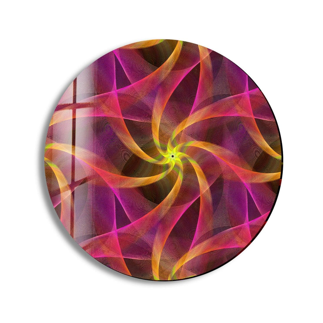 Abstract Round Pink & Orange Glass Wall Art print picture on glass, Tempered Glass Wall Art
