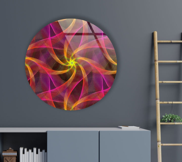 Abstract Round Pink & Orange Glass Wall Art glass image printing, glass prints from photos
