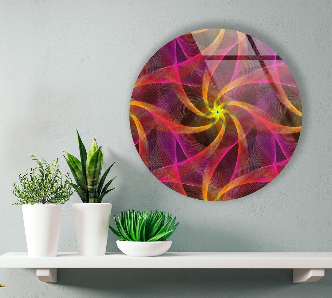 Abstract Round Pink & Orange Glass Wall Art art glass wall art, glass wall art pictures
