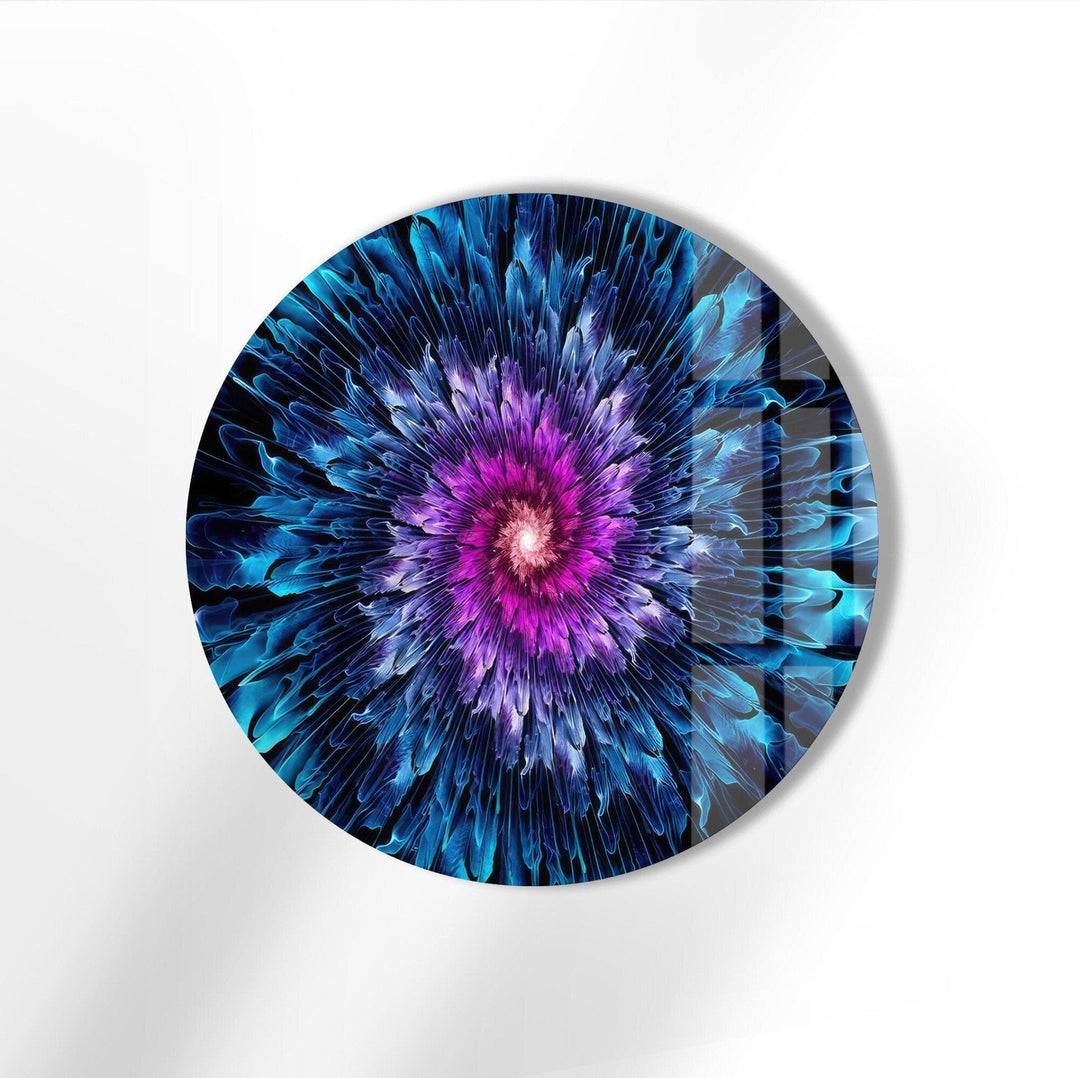 Abstract Round Purple & Blue Glass Wall Art photo print on glass, prints on glass wall art
