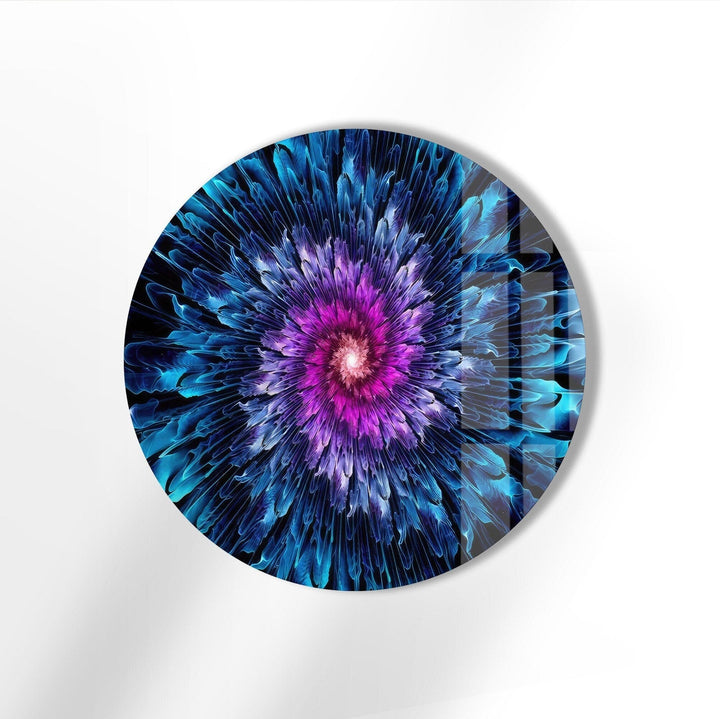 Abstract Round Purple & Blue Glass Wall Art photo print on glass, prints on glass wall art
