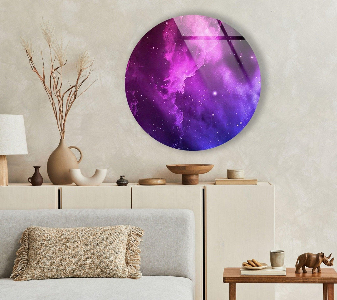 Abstract Round Purple Smoke Glass Wall Art print on glass, glass printed photos
