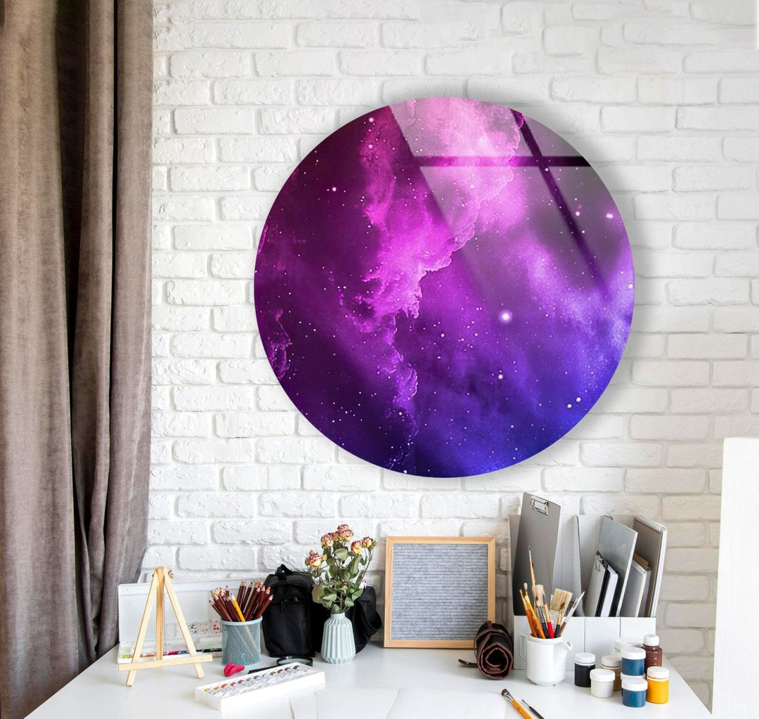 Abstract Round Purple Smoke Glass Wall Art stained glass wall art, stained glass wall decor
