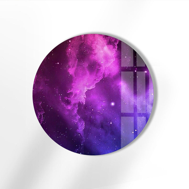 Abstract Round Purple Smoke Glass Wall Art picture on glass wall art, photos printed on glass
