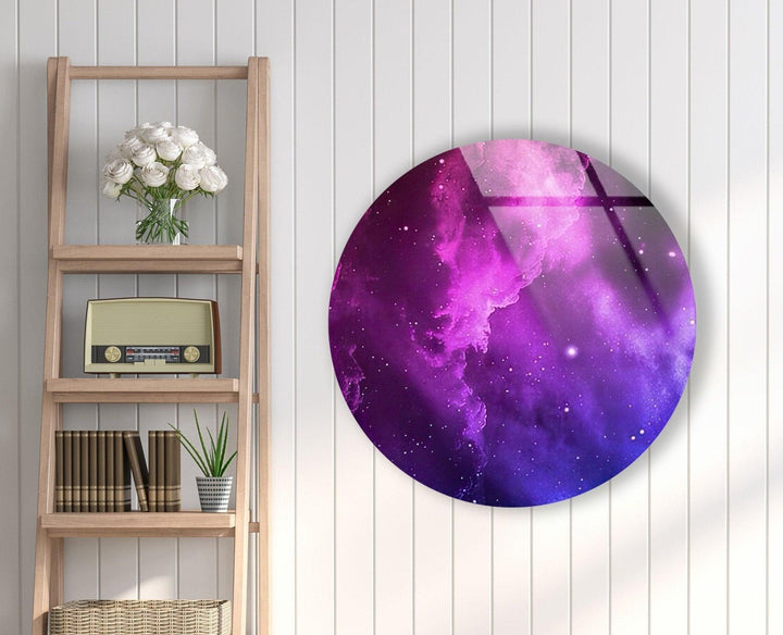 Abstract Round Purple Smoke Glass Wall Art glass wall decor, glass wall art decor
