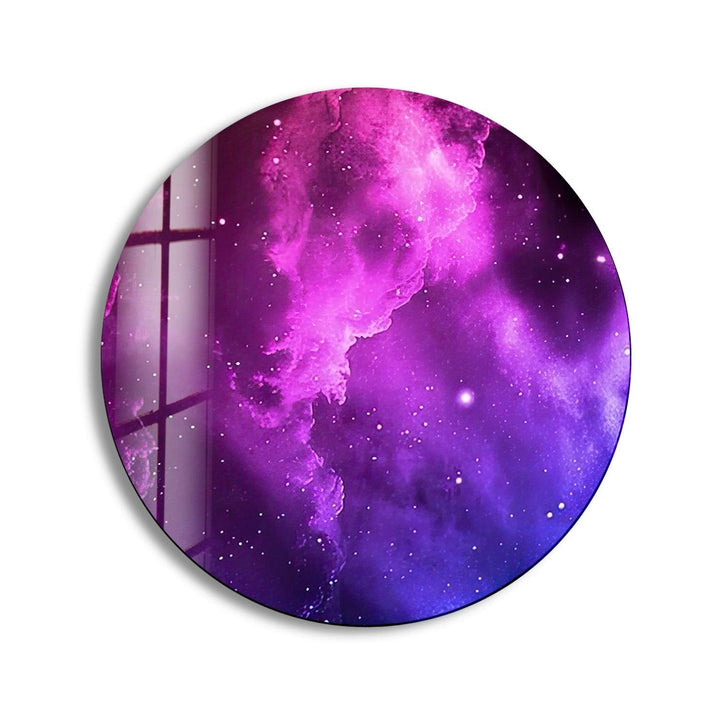 Abstract Round Purple Smoke Glass Wall Art print picture on glass, Tempered Glass Wall Art
