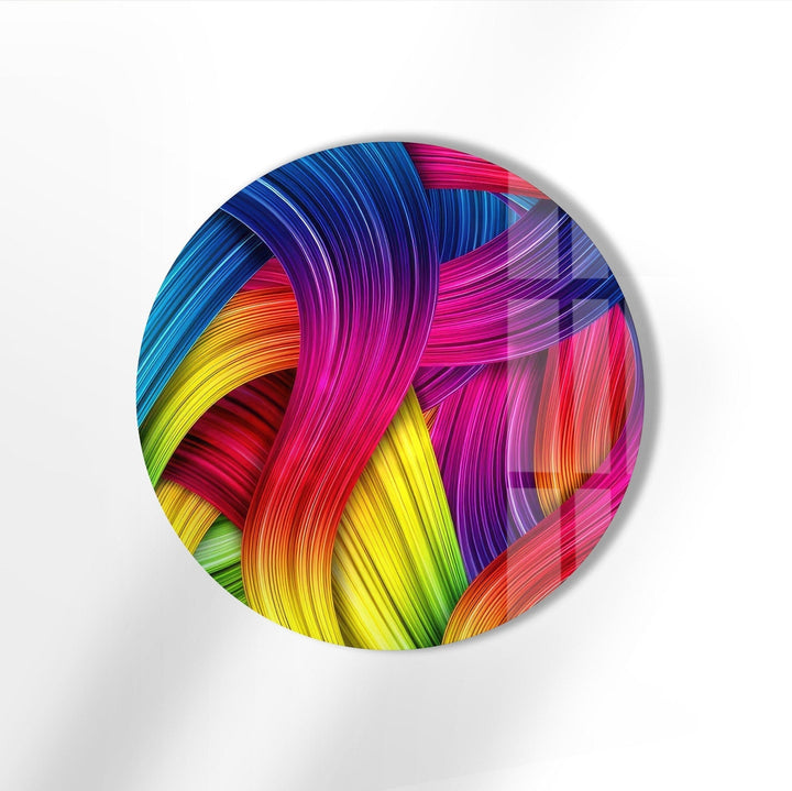 Abstract Round Purple & Yellow Glass Wall Art Glass Printing Wall Art, Print photos on glass
