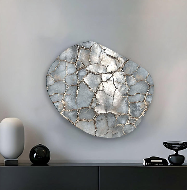 Abstract Silver Decorative Glass Wall Art, glass pictures for Wall, glass prints wall art
