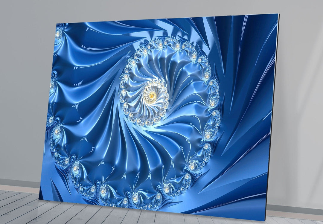 a picture of a blue spiral design on a wall