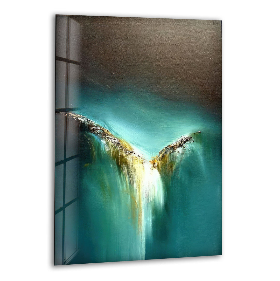 Abstract Turquoise Art Glass Wall Art print picture on glass, Tempered Glass Wall Art
