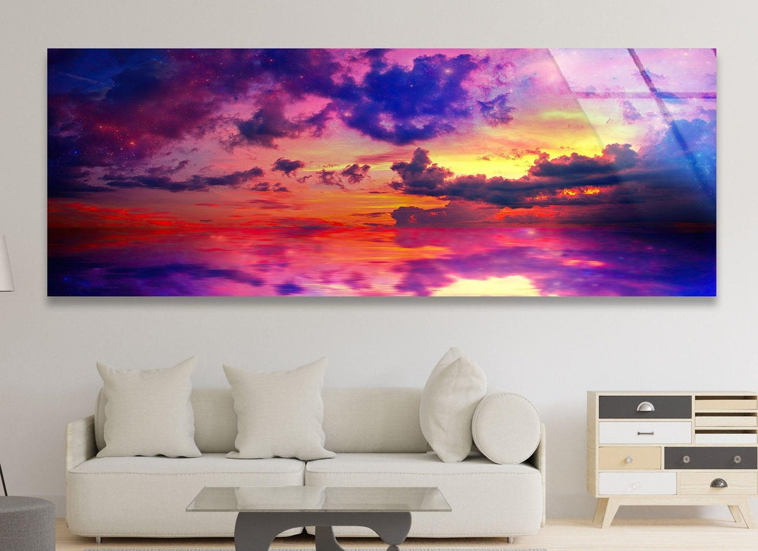 Abstract Vivid Sky at Sunset Glass Wall Art, glass image printing, glass prints from photos