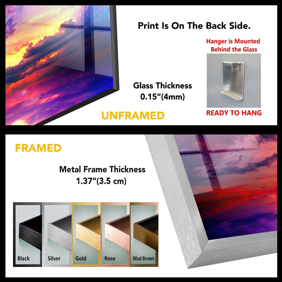 Abstract Vivid Sky at Sunset Glass Wall Art, print on glass, glass printed photos