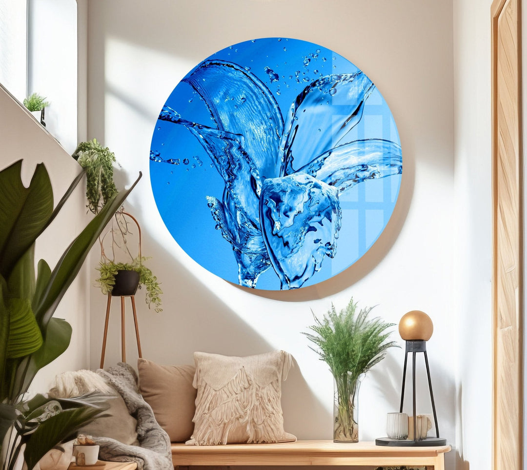 Abstract Water Splash Glass Wall Art print on glass, glass printed photos