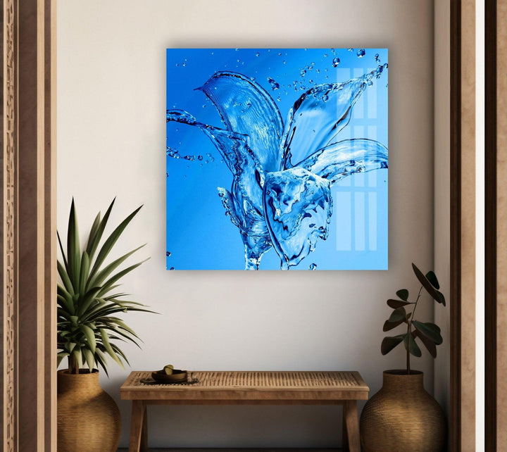 Abstract Water Splash Glass Wall Art picture on glass wall art, photos printed on glass