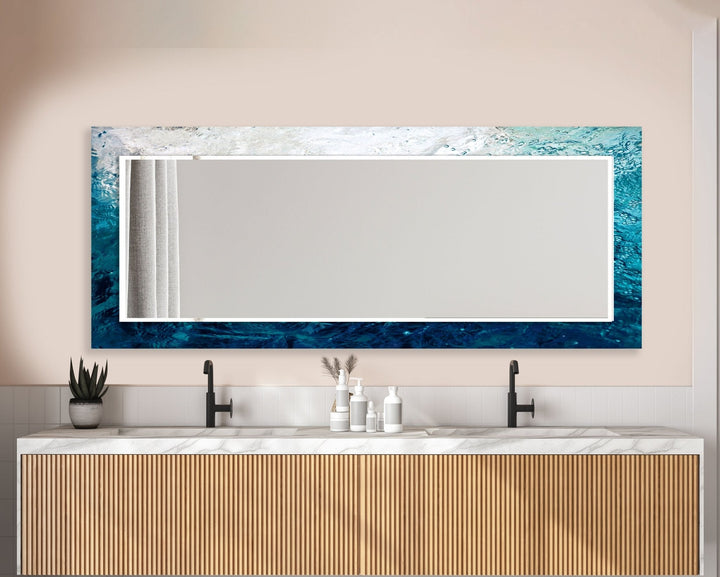 Abstract White and Blue Wall Mirror Red Wall Mirror
