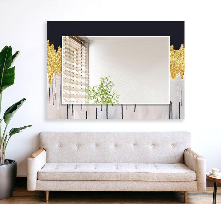 Abstract with Gold Details Wall Mirror Decorative Mirror